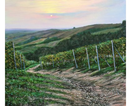 ACRYLIC ON CANVAS CLAUDIO COSTA ' POESIA LANGAROLA ' size L 80 x H 70 cm.