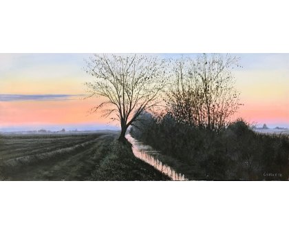 ACRILICO SU TELA CLAUDIO COSTA ' CREPUSCOLO ' dimensioni L 70 x H 30 cm.