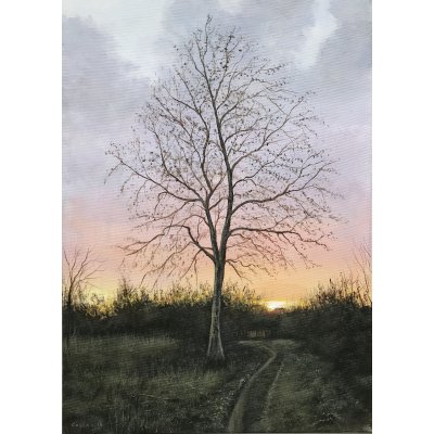 ACRILICO SU TELA CLAUDIO COSTA ' CUSTODE SENTIERO ' dimensioni L 40 x H 60 cm.