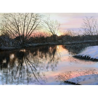 ACRILICO SU TELA CLAUDIO COSTA ' MATTUTINO LOMBARDO ' dimensioni L 80 x H 60 cm.