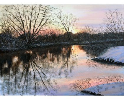 ACRILICO SU TELA CLAUDIO COSTA ' MATTUTINO LOMBARDO ' dimensioni L 80 x H 60 cm.