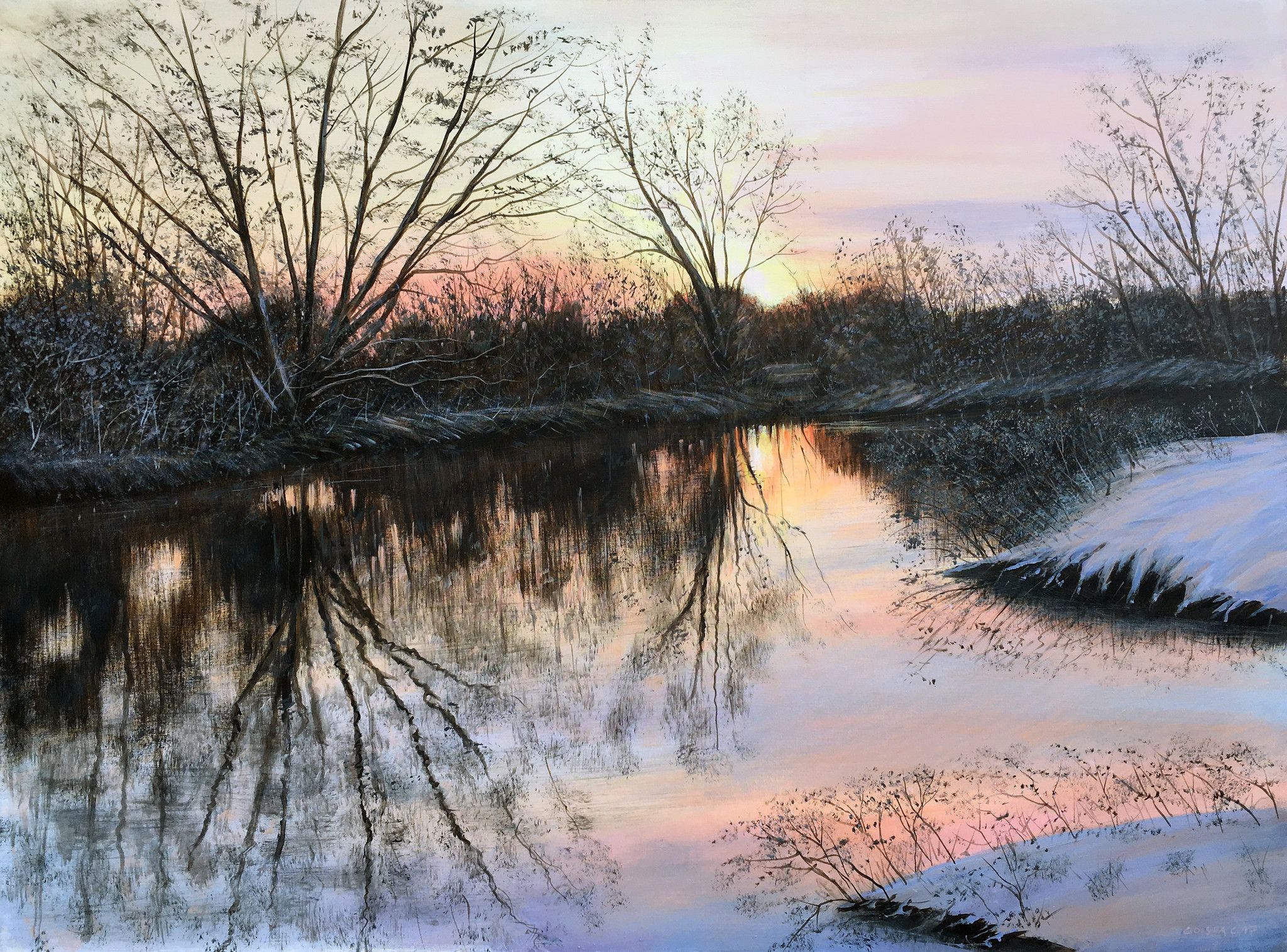 ACRYLIC ON CANVAS  CLAUDIO COSTA ' MATTUTINO LOMBARDO '  size  L 80 x H 60 cm.