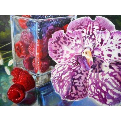 OLIO SU TELA IRMA SERVODIO '...E POI TI ACCORGI DI ESSERE GIA FELICE' dimensioni L 100 x H 70 cm.