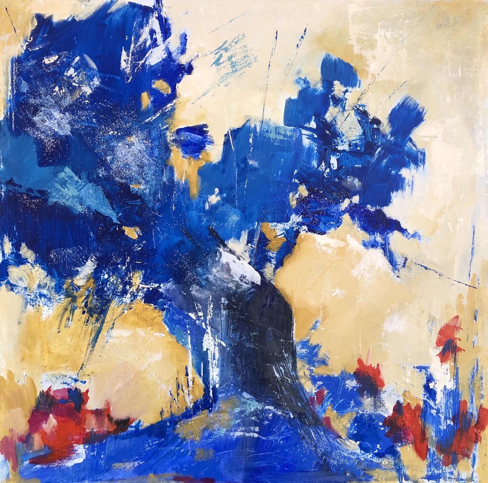 MIXED MEDIA BIANCA BEGHIN ' IMPETUOSITA ' dimensioni L 80 x H 80 cm.