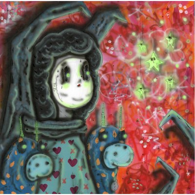 ACRILICO SU LEGNO RAMIRO DAVARO COMAS " BLUE QUEEN " dimensioni L 155 x H 155 cm.