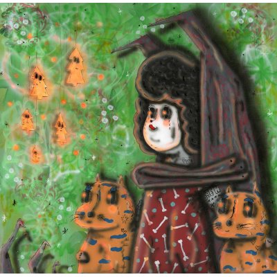 ACRILICO SU LEGNO RAMIRO DAVARO COMAS " RED QUEEN " dimensioni L 155 x H 155 cm.