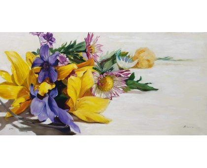 OLIO SU TELA IRMA SERVODIO 'LIFE' dimensioni L 80 x H 40 cm.