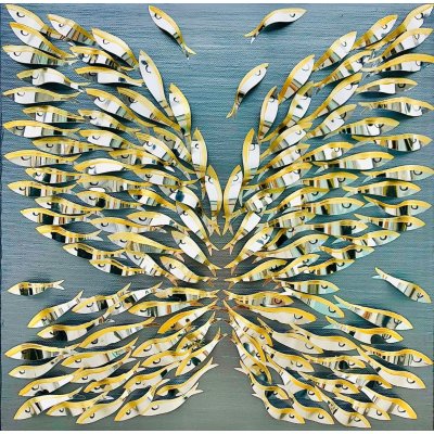 BARBARA PECORARI ' SARDINES LEAPING OUT SILVER - MINI ' dimensioni L 30 x H 30 cm.