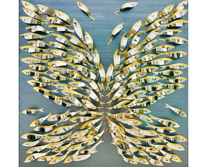 BARBARA PECORARI ' SARDINES LEAPING OUT SILVER - MINI ' dimensioni L 30 x H 30 cm.