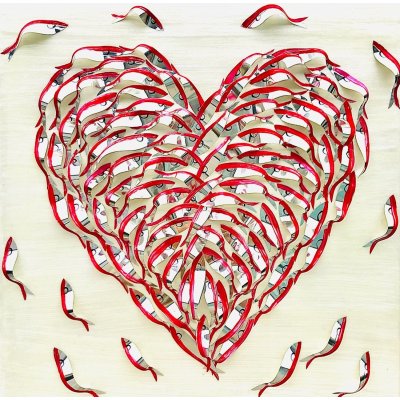 BARBARA PECORARI ' SARDINES LEAPING OUT POP HEART 2 - MINI ' dimensioni L 30 x H 30 cm.