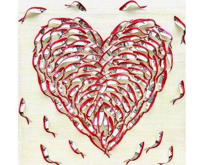 BARBARA PECORARI ' SARDINES LEAPING OUT POP HEART 2 - MINI ' dimensioni L 30 x H 30 cm.