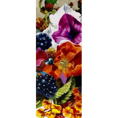 OLIO SU TELA IRMA SERVODIO 'IL SEGRETO DEL MONDO' dimensioni L 20 x H 50 cm.