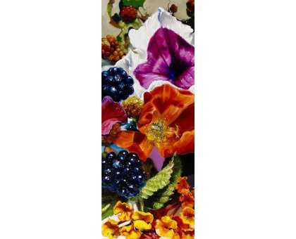 OLIO SU TELA IRMA SERVODIO 'IL SEGRETO DEL MONDO' dimensioni L 20 x H 50 cm.