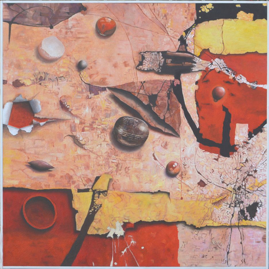 MIXED MEDIA MARCELLO REMIGI ' BOA MARINA '  dimensioni L 90 x H 90 cm.