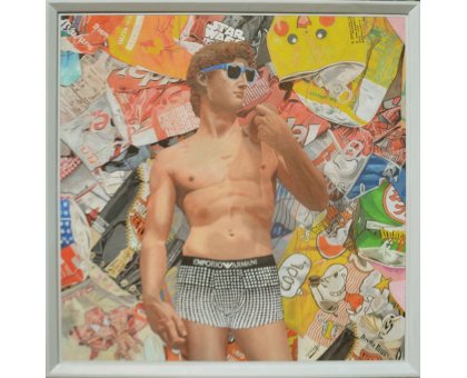 MIXED MEDIA MARCELLO REMIGI " DAVIDPOP " dimensioni L 87 x H 87 cm.