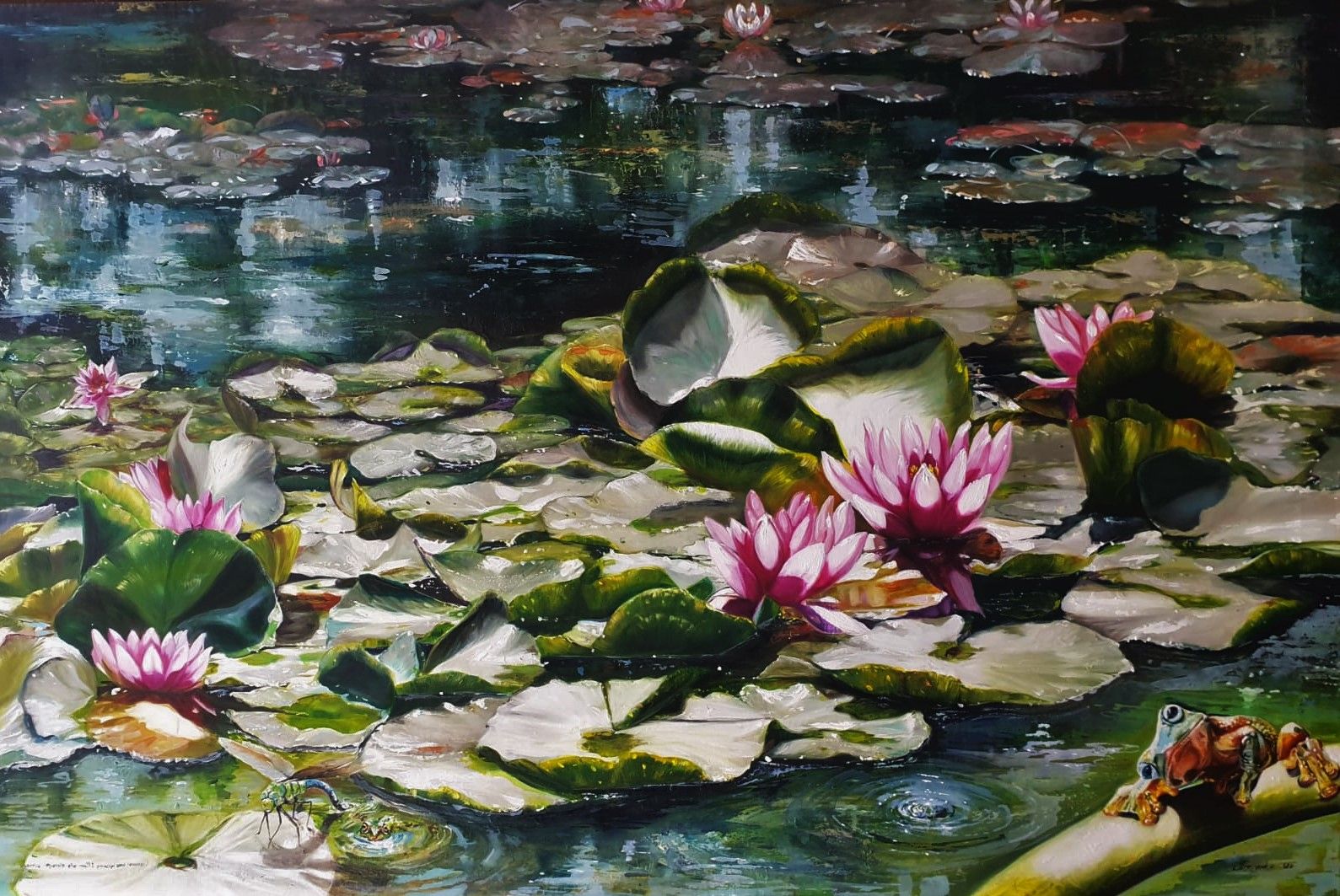 OIL ON CANVAS  IRMA SERVODIO  ' ...E AVEVA IMPARATO CHE MOLTI PRINCIPI SONO RANOCCHI!'   size  L 120 x H 80 cm.