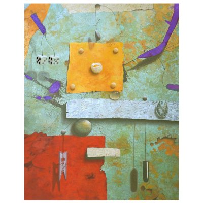 MIXED MEDIA MARCELLO REMIGI " L' OROLOGIO DI DALI " dimensioni L 81 x H 105 cm.