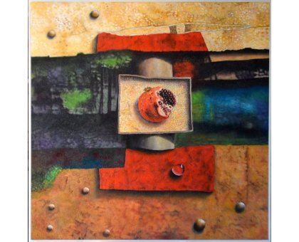 MIXED MEDIA MARCELLO REMIGI " MELOGRANO " dimensioni L 79 x H 80 cm.