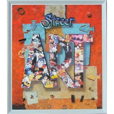 MIXED MEDIA MARCELLO REMIGI " STREET ART " dimensioni L 78 x H 90 cm.