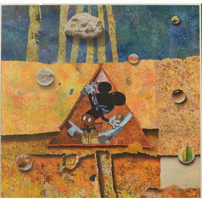 MIXED MEDIA MARCELLO REMIGI ' TOPOLINO SPRAY ' dimensioni L 90 x H 90 cm