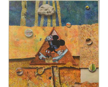 MIXED MEDIA MARCELLO REMIGI ' TOPOLINO SPRAY ' dimensioni L 90 x H 90 cm