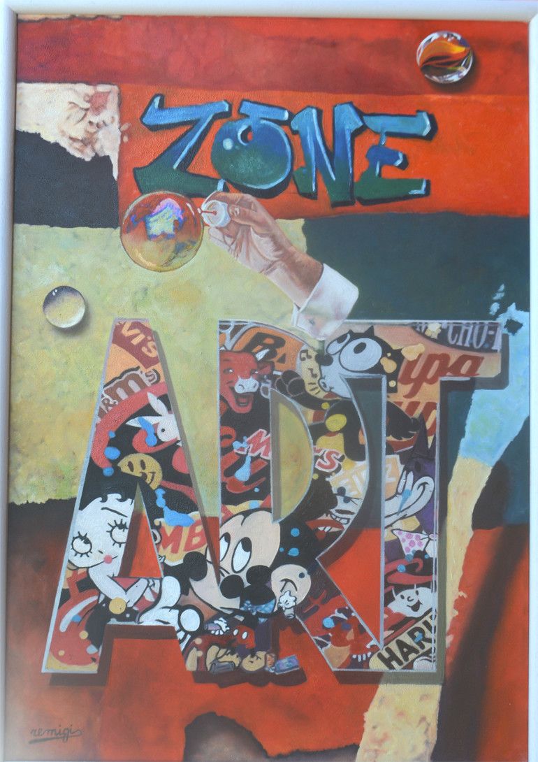 MIXED MEDIA MARCELLO REMIGI " ZONE ART "  dimensioni L 60 x H 85 cm.