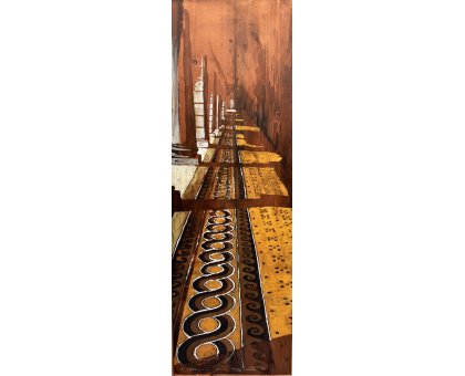 MIXED MEDIA MASSIMO LOMI " I MOSAICI GENOVESI " dimensioni L 54 x H 120 cm.