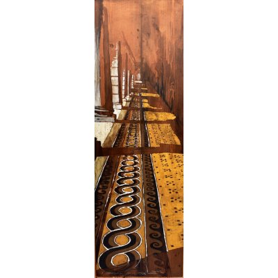 MIXED MEDIA MASSIMO LOMI " I MOSAICI GENOVESI " dimensioni L 54 x H 120 cm.