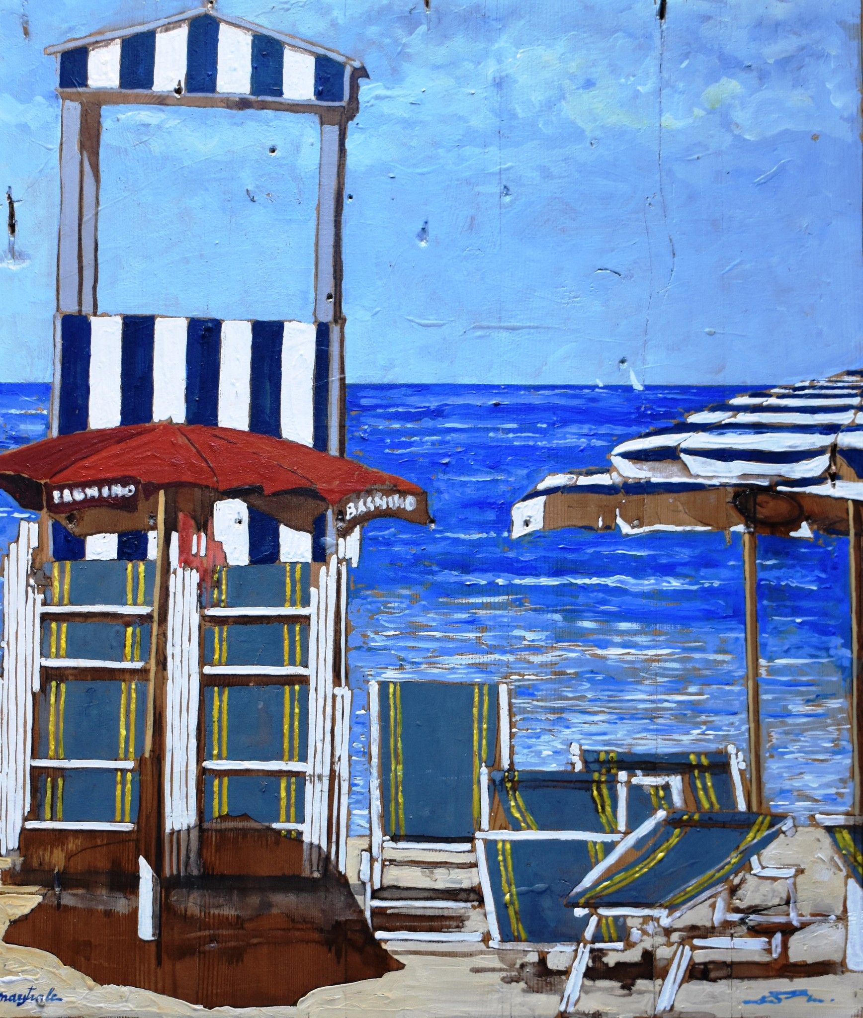 MIXED MEDIA MASSIMO LOMI " MAESTRALE "  dimensioni L 56 x H 48 cm.