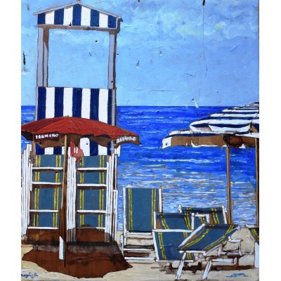 MIXED MEDIA MASSIMO LOMI " MAESTRALE " dimensioni L 56 x H 48 cm.