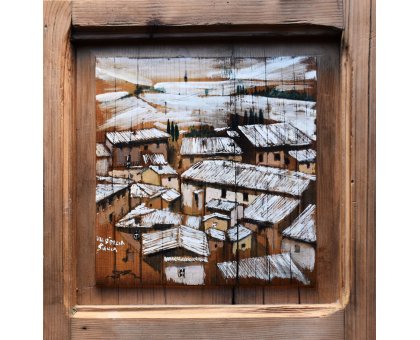 MIXED MEDIA MASSIMO LOMI " VAL D 'ORCIA BIANCA " dimensioni L 40 x H 44 cm.