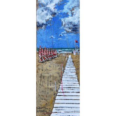 MIXED MEDIA MASSIMO LOMI " LA PASSERELLA " dimensioni L 30 x H 50 cm.