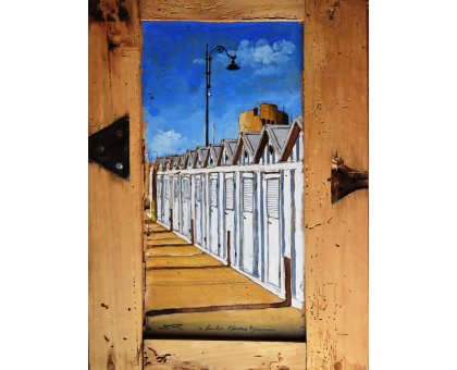 MIXED MEDIA MASSIMO LOMI " IN FONDO MARCIANA M.NA " dimensioni L 41 x H 52 cm.