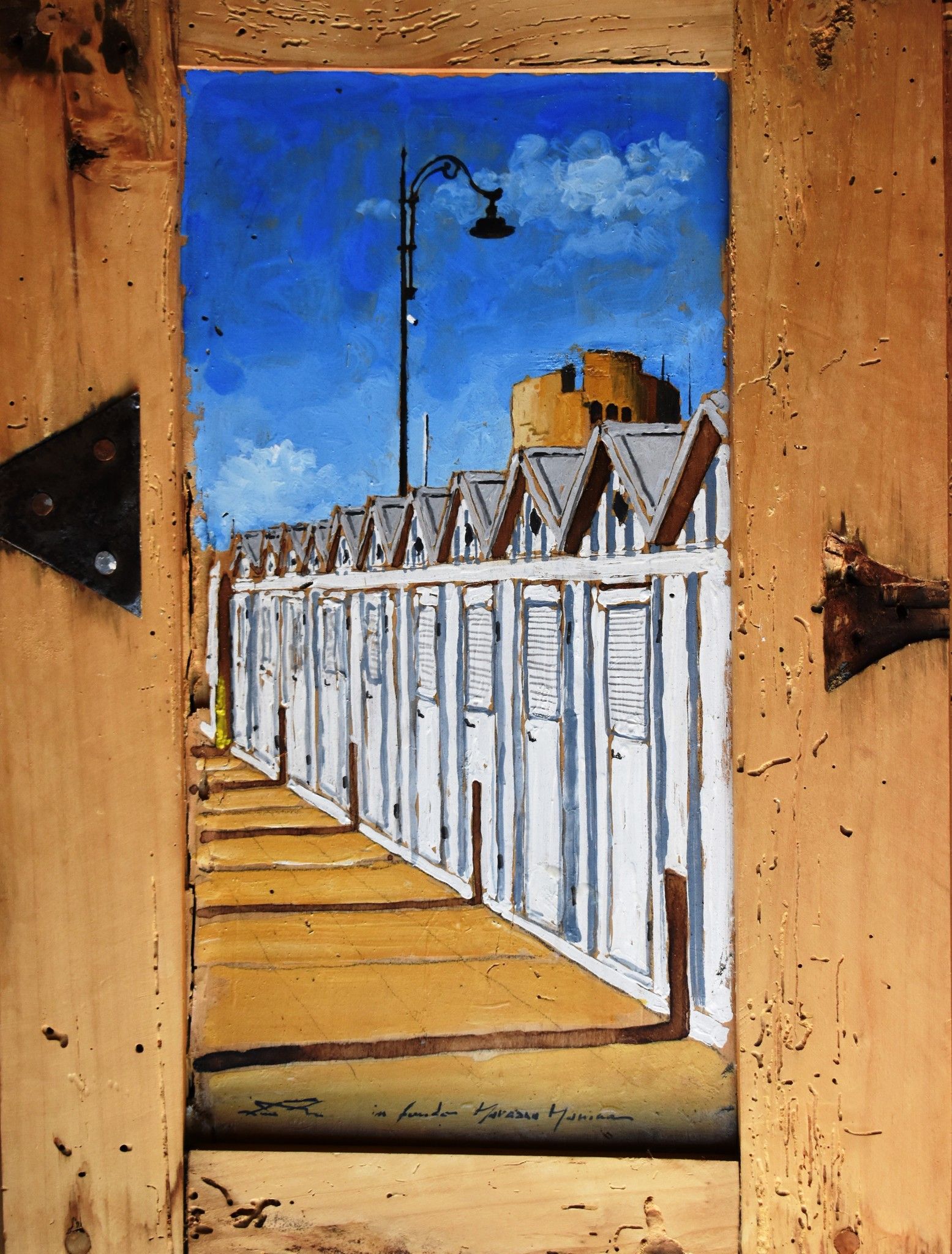 MIXED MEDIA MASSIMO LOMI " IN FONDO MARCIANA M.NA "  dimensioni L  41 x H 52 cm.