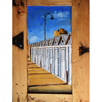 MIXED MEDIA MASSIMO LOMI " IN FONDO MARCIANA M.NA " dimensioni L 41 x H 52 cm.