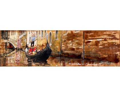 MIXED MEDIA MASSIMO LOMI ' LA GONDOLA E IL SUO SILENZIO ' dimensioni L 77 x H 38 cm.