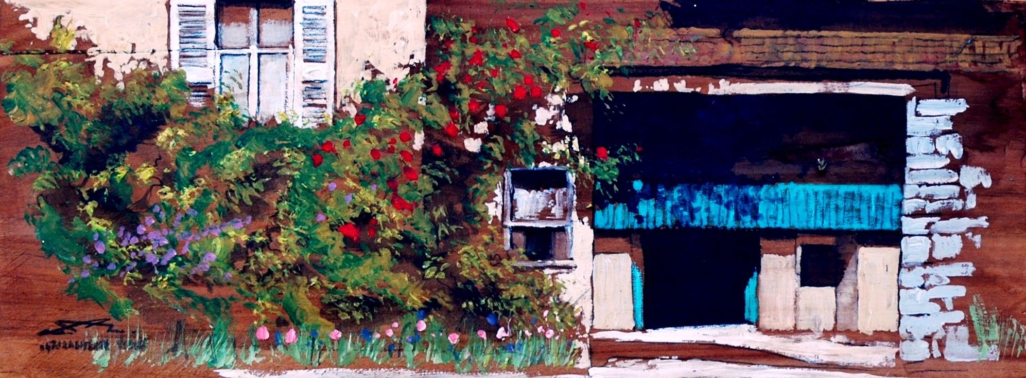 MIXED MEDIA MASSIMO LOMI " NATURALMENTE VERDE "  dimensioni L 72 x H 36 cm.