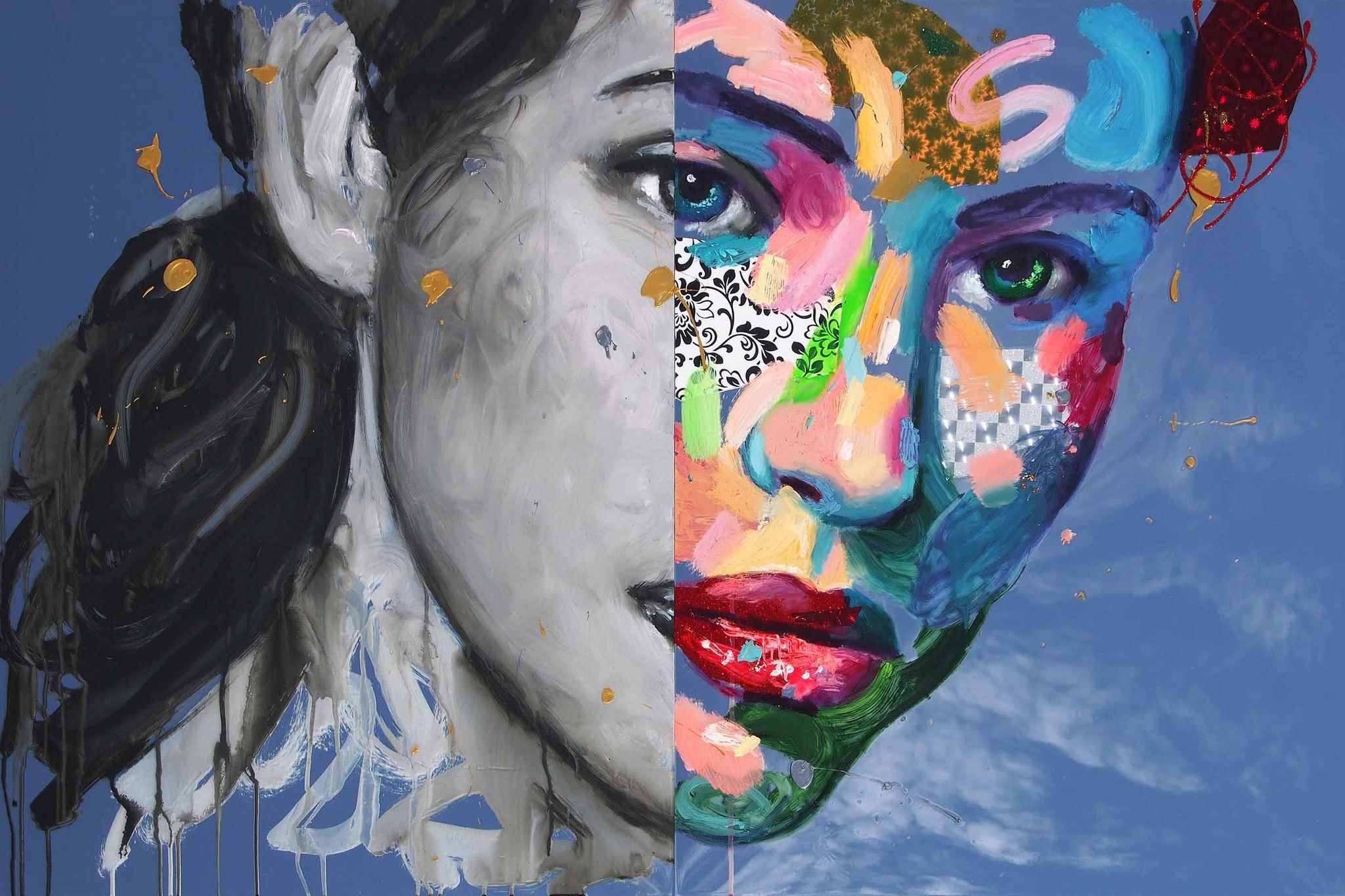 MIXED MEDIA ANTONIO MURGIA ' BECOMING '  dimensioni L 120 x H 80 cm. (diptych)