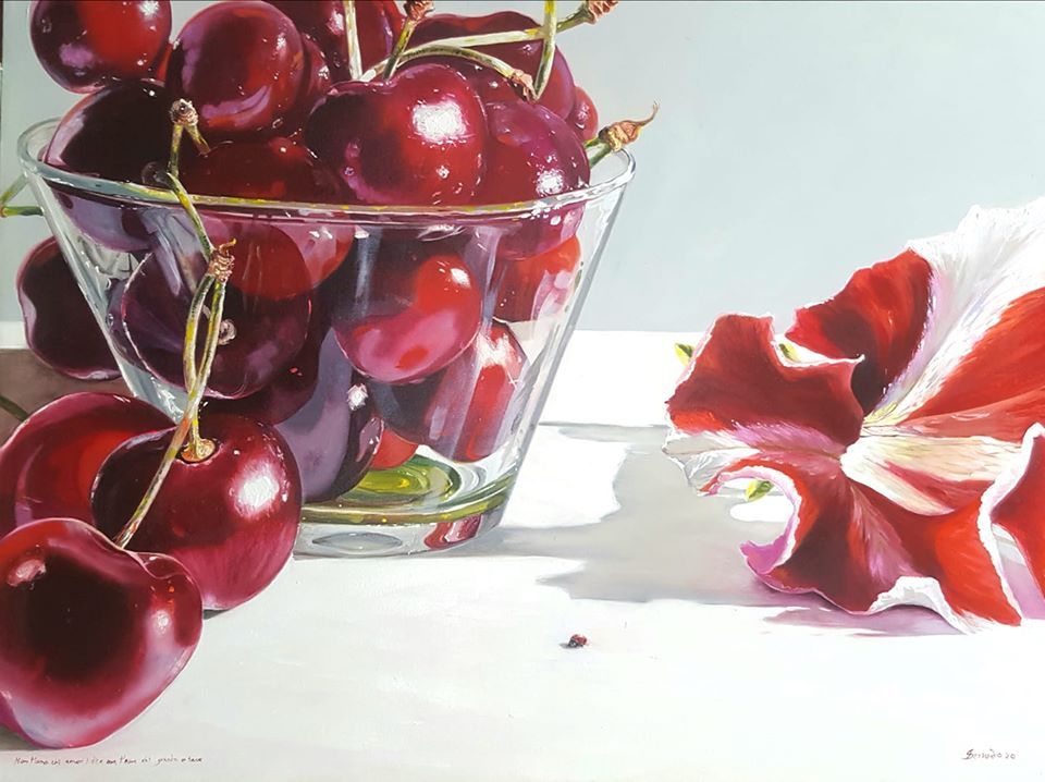 OIL ON CANVAS  IRMA SERVODIO  ' NON  T 'AMA CHE AMOR TI DICE MA CHI GUARDA E TACE '   size  L 80 x H 60 cm.