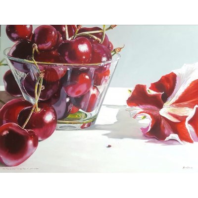 OLIO SU TELA IRMA SERVODIO 'NON T'AMA CHE AMOR TI DICE MA CHI GUARDA E TACE' dimensioni L 80 x H 60 cm.