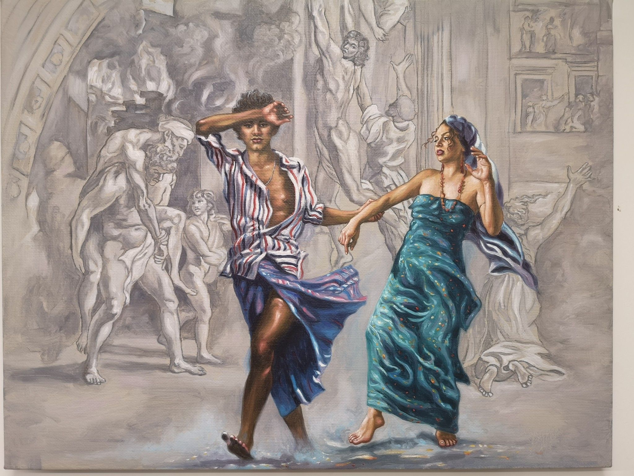 OIL ON CANVAS  ALI HASSOUN " SENZA TITOLO "  size  L 54 x H 70 cm.