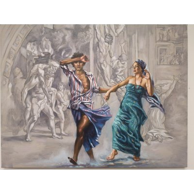 OLIO SU TELA ALI HASSOUN " SENZA TITOLO " dimensioni L 54 x H 70 cm.