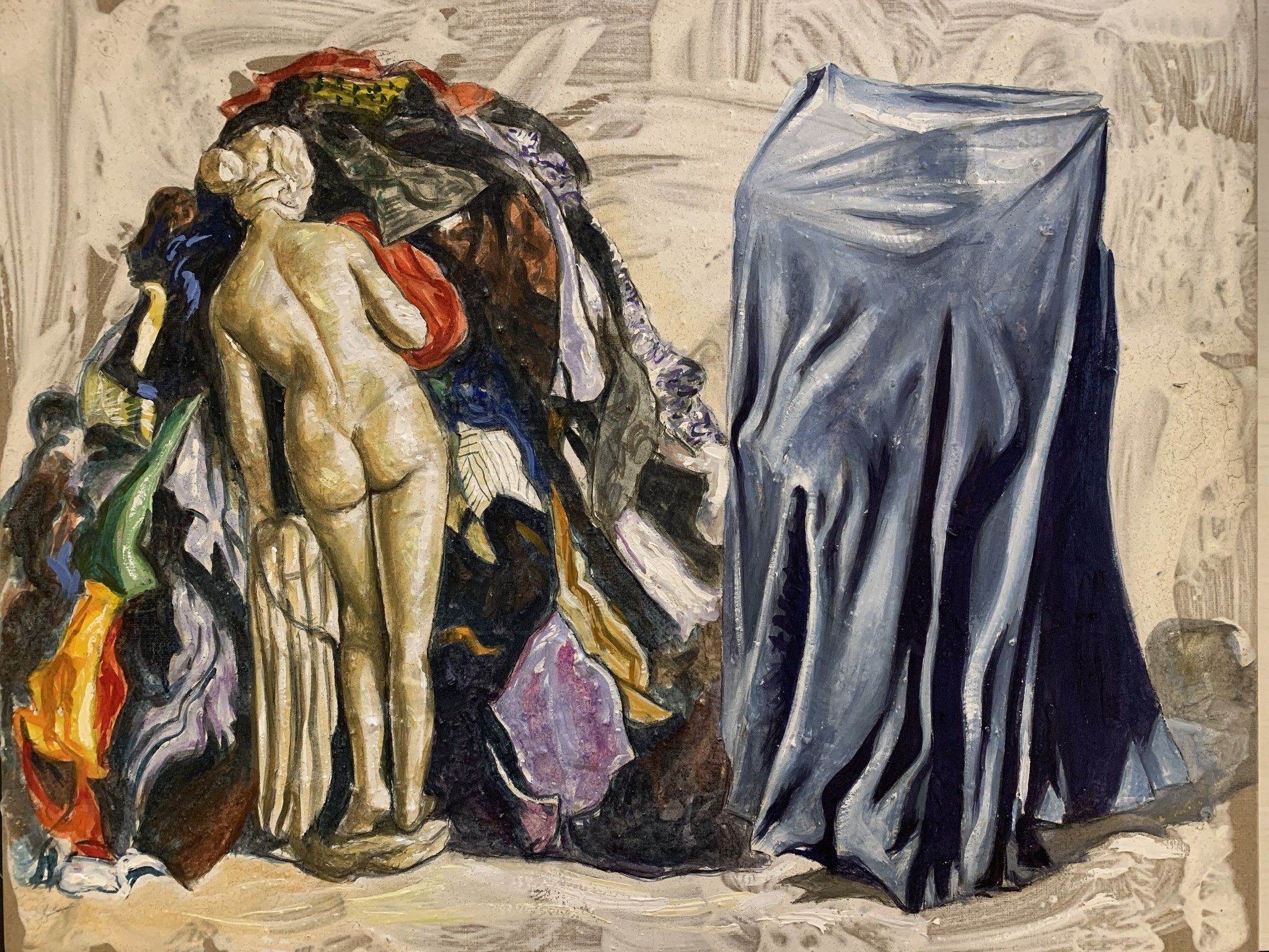 OIL ON CANVAS  ALI HASSOUN " LA VENERE DEGLI STRACCI 1 "  size  L 75 x H 60 cm.