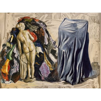 OLIO SU TELA ALI HASSOUN " LA VENERE DEGLI STRACCI 1 " dimensioni L 75 x H 60 cm.