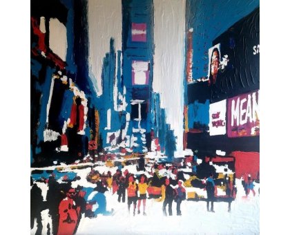 MIXED MEDIA SU TELA GIACOMO RUFFA ' NEW YORK ' dimensioni L 100 x H 100 cm.