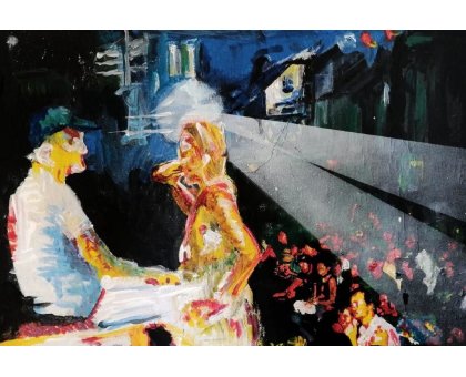 MIXED MEDIA SU TELA GIACOMO RUFFA ' SVEN VATH ' dimensioni L 100 x H 70 cm.