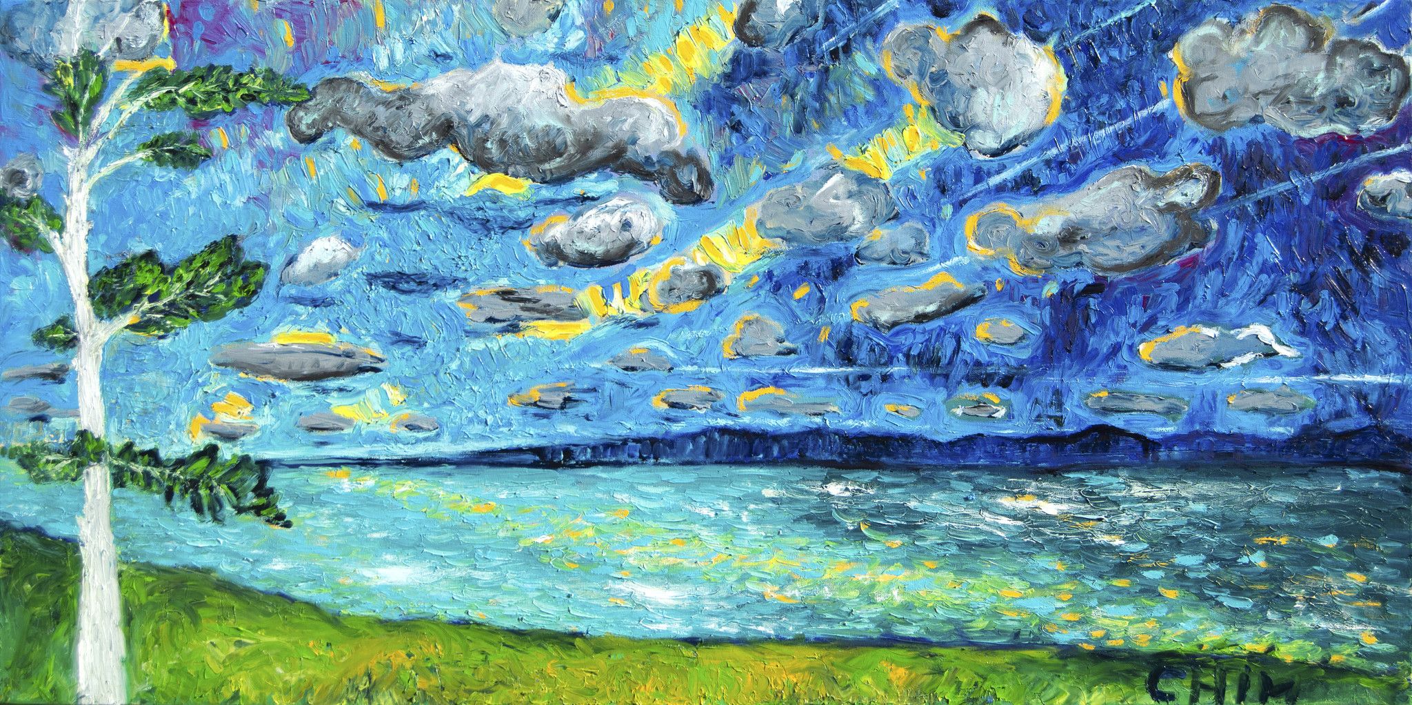 OIL ON CANVAS  CHIARA MAGNI " BEFORE THE STORM "  size  L 120 x H 60 cm.