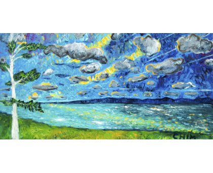 OIL ON CANVAS CHIARA MAGNI " BEFORE THE STORM " size L 120 x H 60 cm.