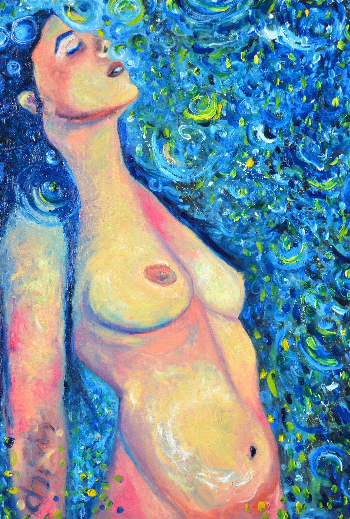 OIL ON CANVAS  CHIARA MAGNI " LUNA "  size  L 100 x H 70 cm.