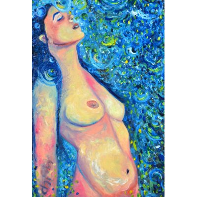 OLIO SU TELA CHIARA MAGNI ' LUNA ' dimensioni L 100 x H 70 cm.